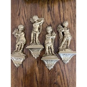 VTG 1969 Syroco Wall Hanging Cherubs Set of 4 Made in USA 7138 7139 7140 7141